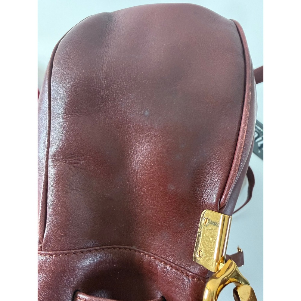 Vintage Must de Cartier Bucket Bag Leather Crossbody Gold HW Bordeaux Dust Cover - Picture 11 of 14